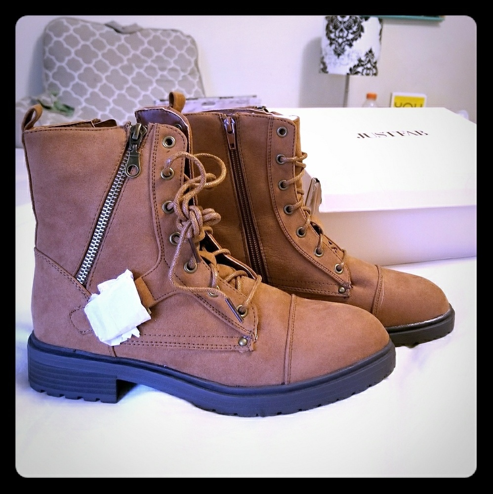 Brown Combat Boots. Size 7.5